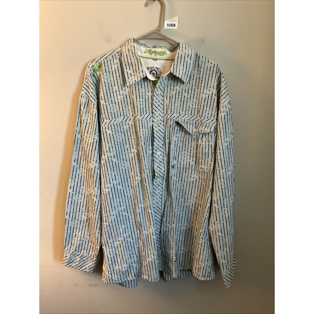 Akademiks Button Down Mens Xl Green Plaid Embroidered Streetwear Shirt